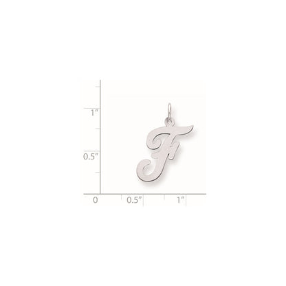 Sterling Silver Rhodium-Plated Script Letter F Initial Charm