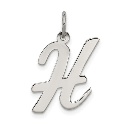 Sterling Silver Rhodium-Plated Script Letter H Initial Charm