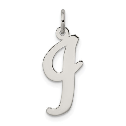 Sterling Silver Rhodium-Plated Script Letter I Initial Charm