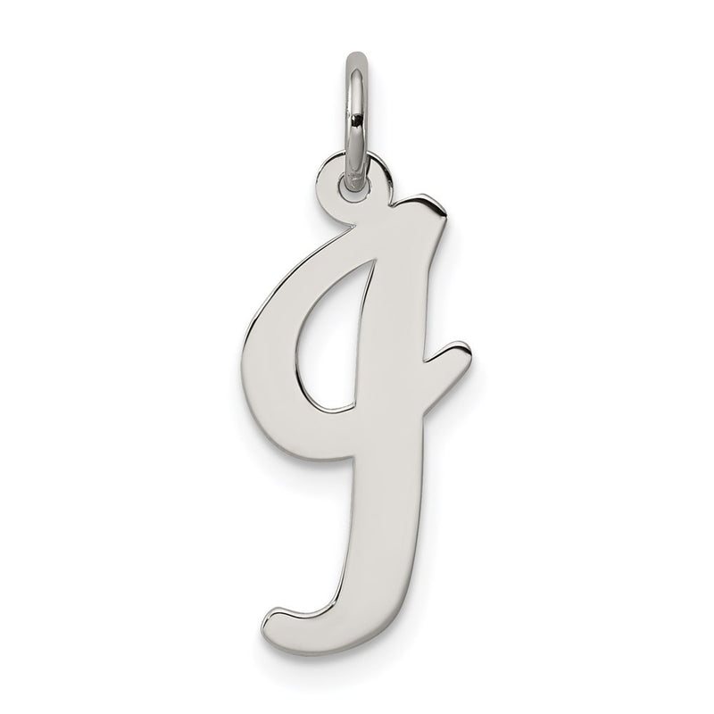 Sterling Silver Rhodium-Plated Script Letter I Initial Charm
