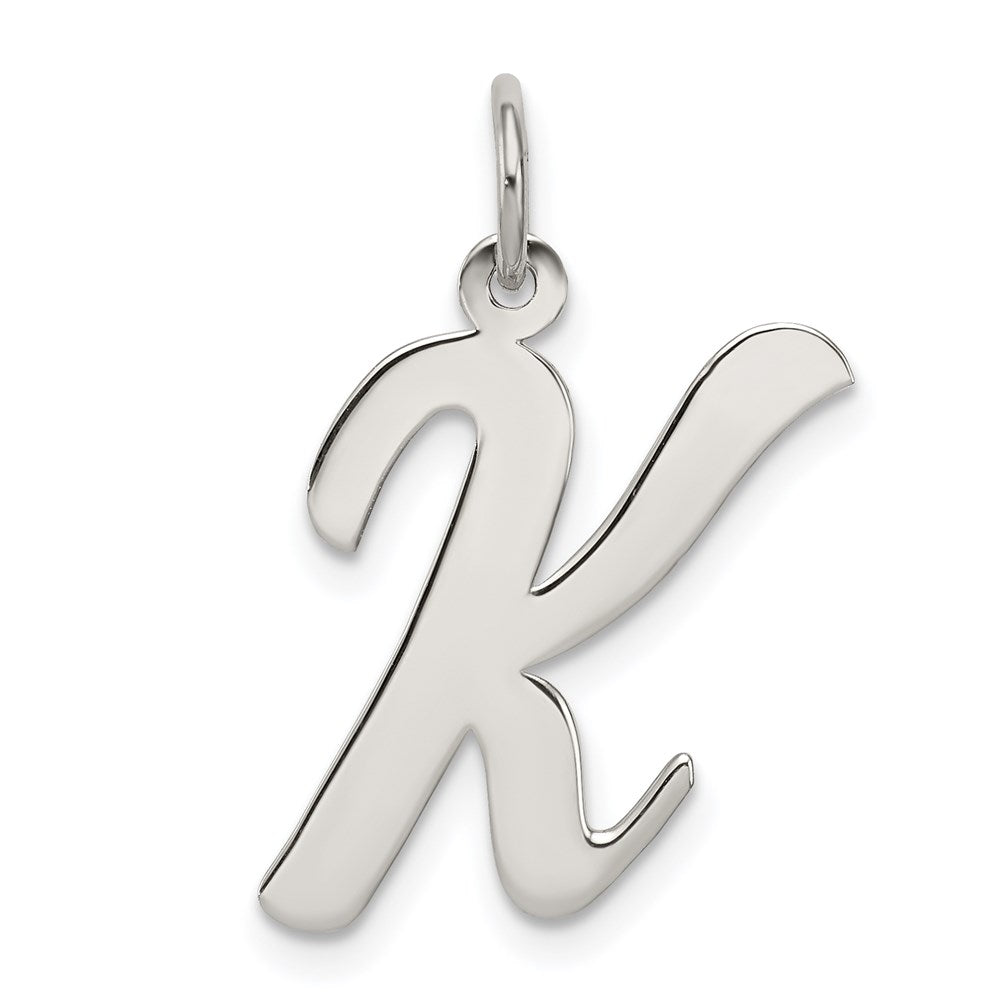 Sterling Silver Rhodium-Plated Script Letter K Initial Charm