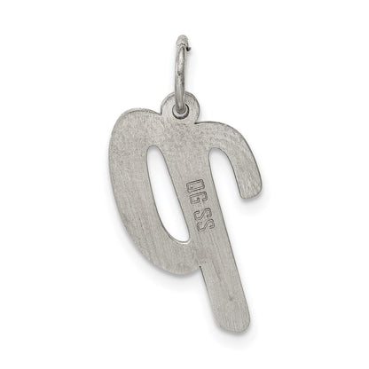 Sterling Silver Rhodium-Plated Script Letter P Initial Charm