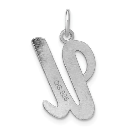 Sterling Silver Rhodium-Plated Script Letter U Initial Charm