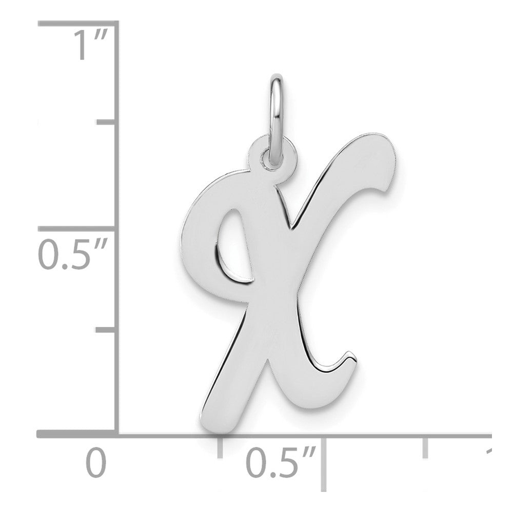 Sterling Silver Rhodium-Plated Script Letter X Initial Charm