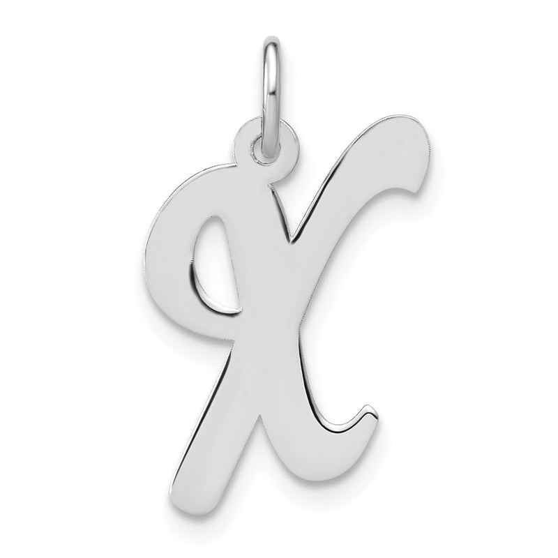 Sterling Silver Rhodium-Plated Script Letter X Initial Charm