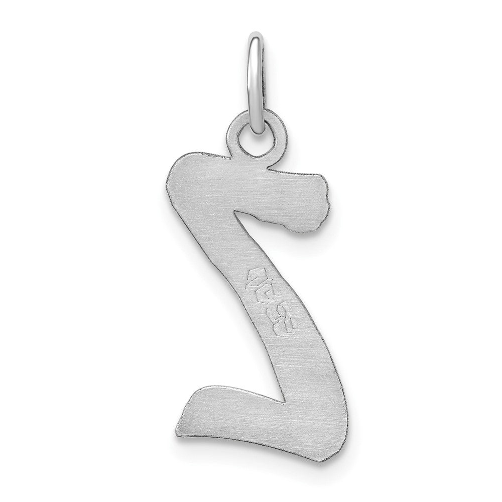 Sterling Silver Rhodium-Plated Script Letter Z Initial Charm
