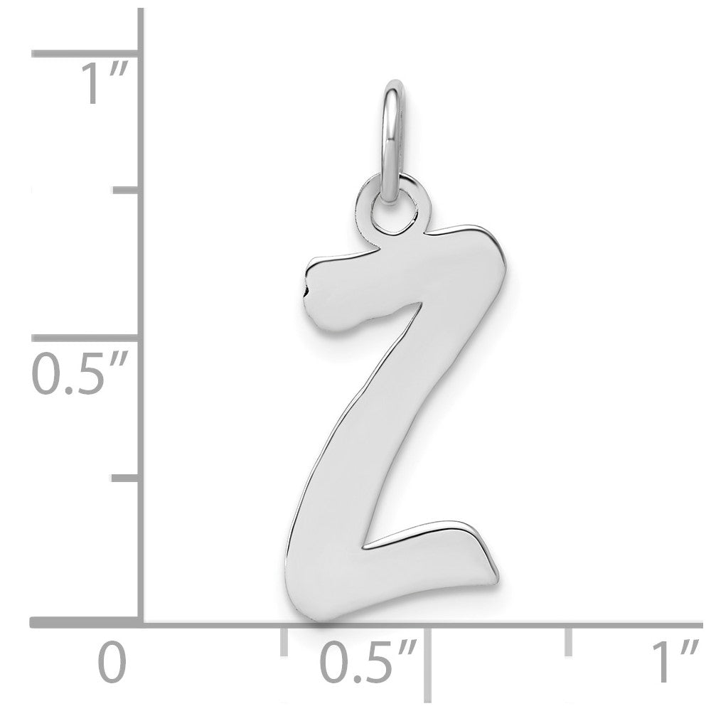 Sterling Silver Rhodium-Plated Script Letter Z Initial Charm