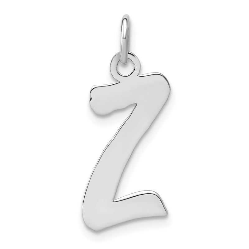 Sterling Silver Rhodium-Plated Script Letter Z Initial Charm