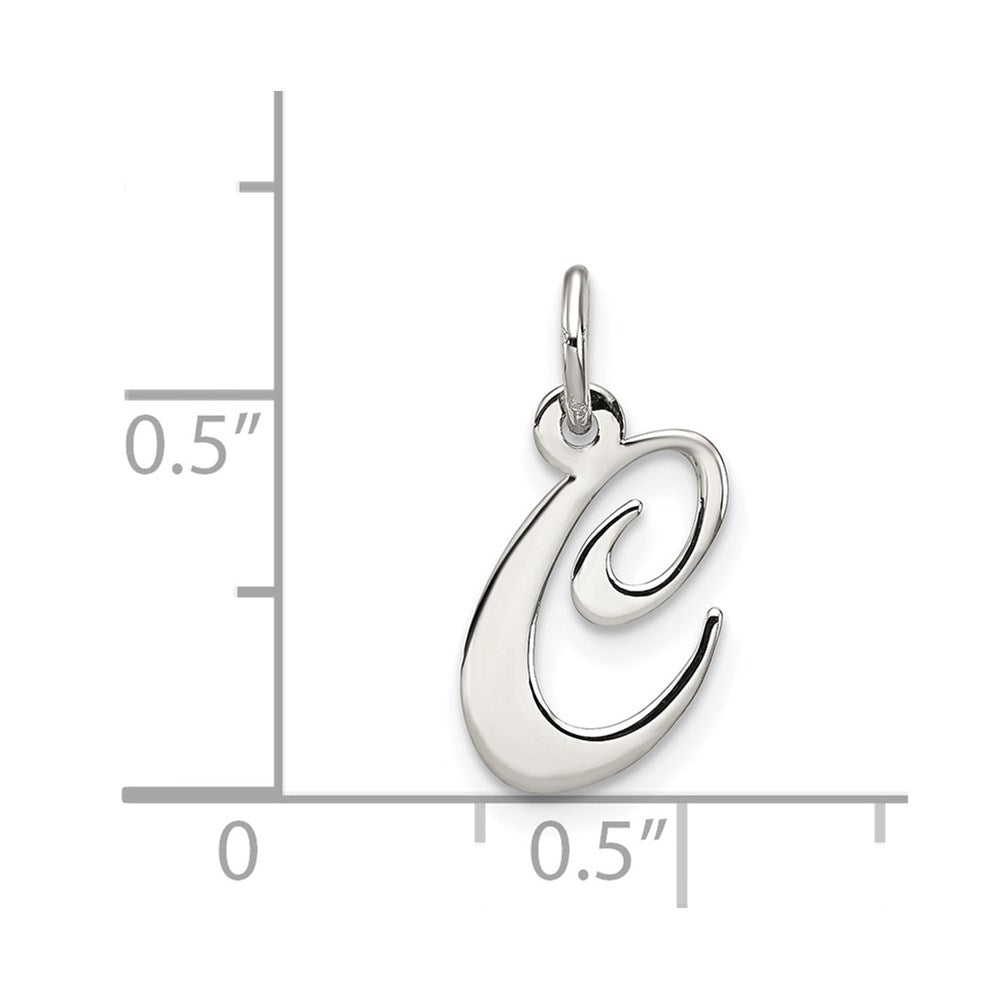 Sterling Silver Rhodium-Plated Fancy Script Letter C Initial Charm