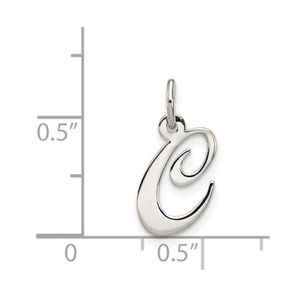 Sterling Silver Rhodium-Plated Fancy Script Letter C Initial Charm