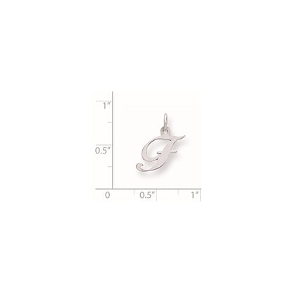 Sterling Silver Rhodium-Plated Fancy Script Letter F Initial Charm