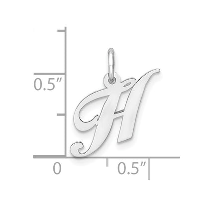 Sterling Silver Rhodium-Plated Fancy Script Letter H Initial Charm