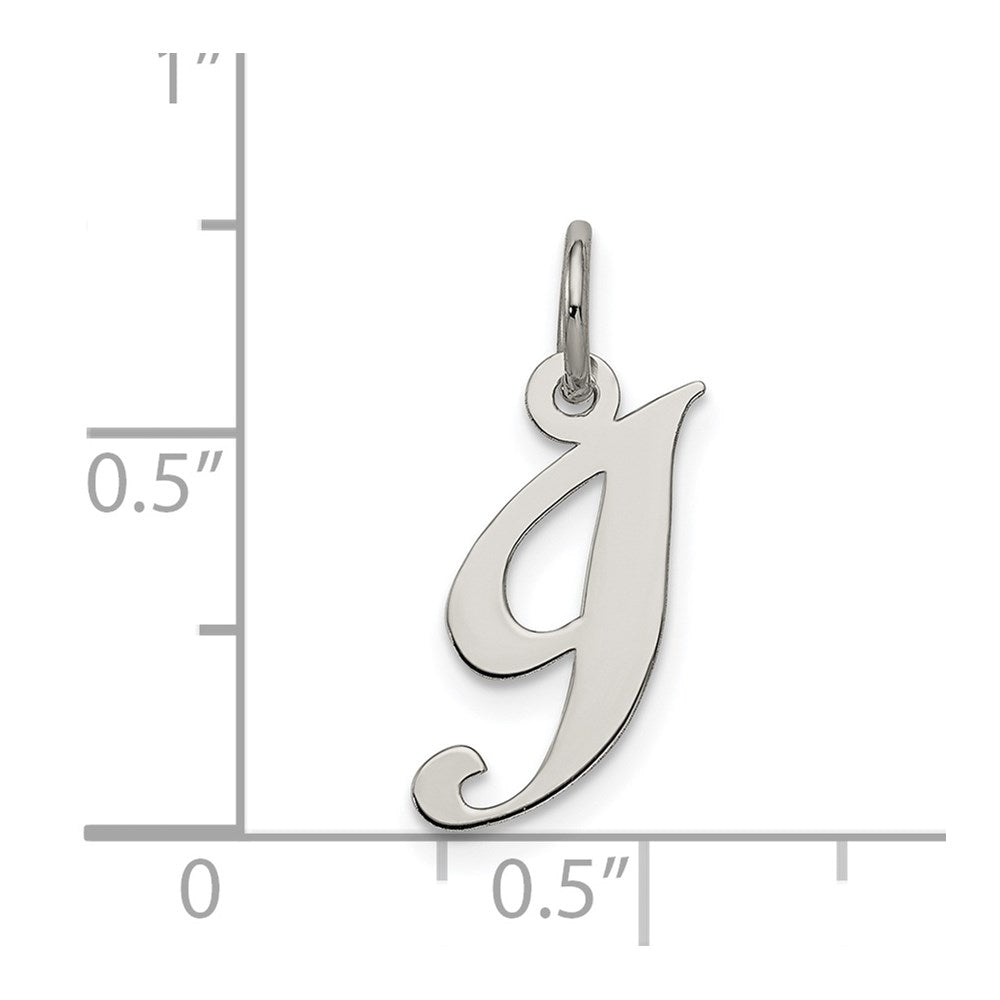 Sterling Silver Rhodium-Plated Fancy Script Letter I Initial Charm