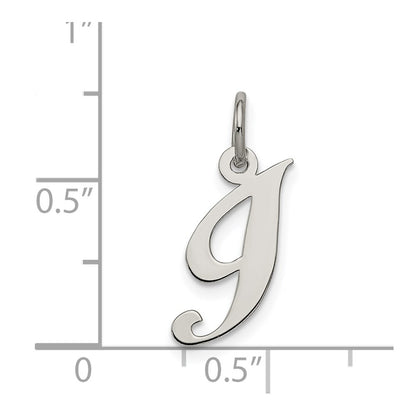 Sterling Silver Rhodium-Plated Fancy Script Letter I Initial Charm