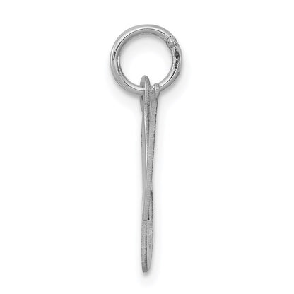 Sterling Silver Rhodium-Plated Fancy Script Letter N Initial Charm