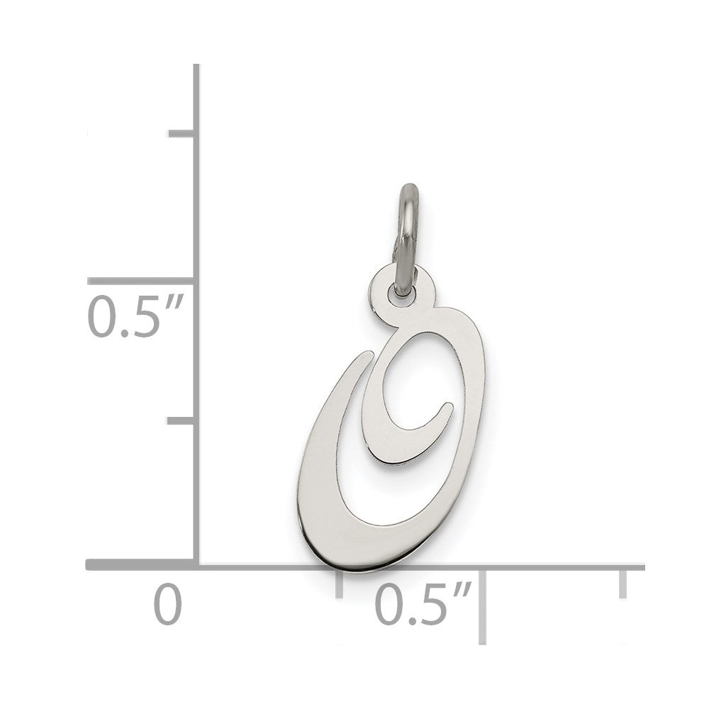 Sterling Silver Rhodium-Plated Fancy Script Letter O Initial Charm