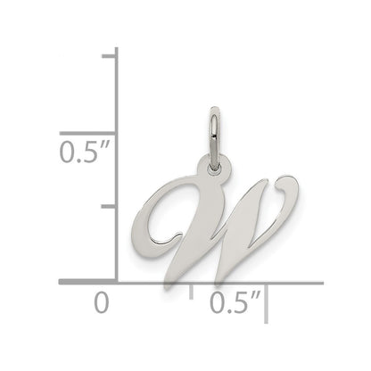Sterling Silver Rhodium-Plated Fancy Script Letter W Initial Charm