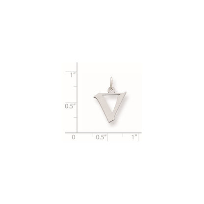 Sterling Silver Small Artisan Block Initial V Charm