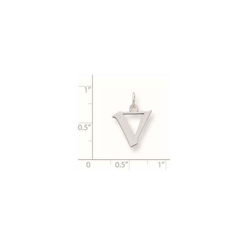 Sterling Silver Small Artisan Block Initial V Charm