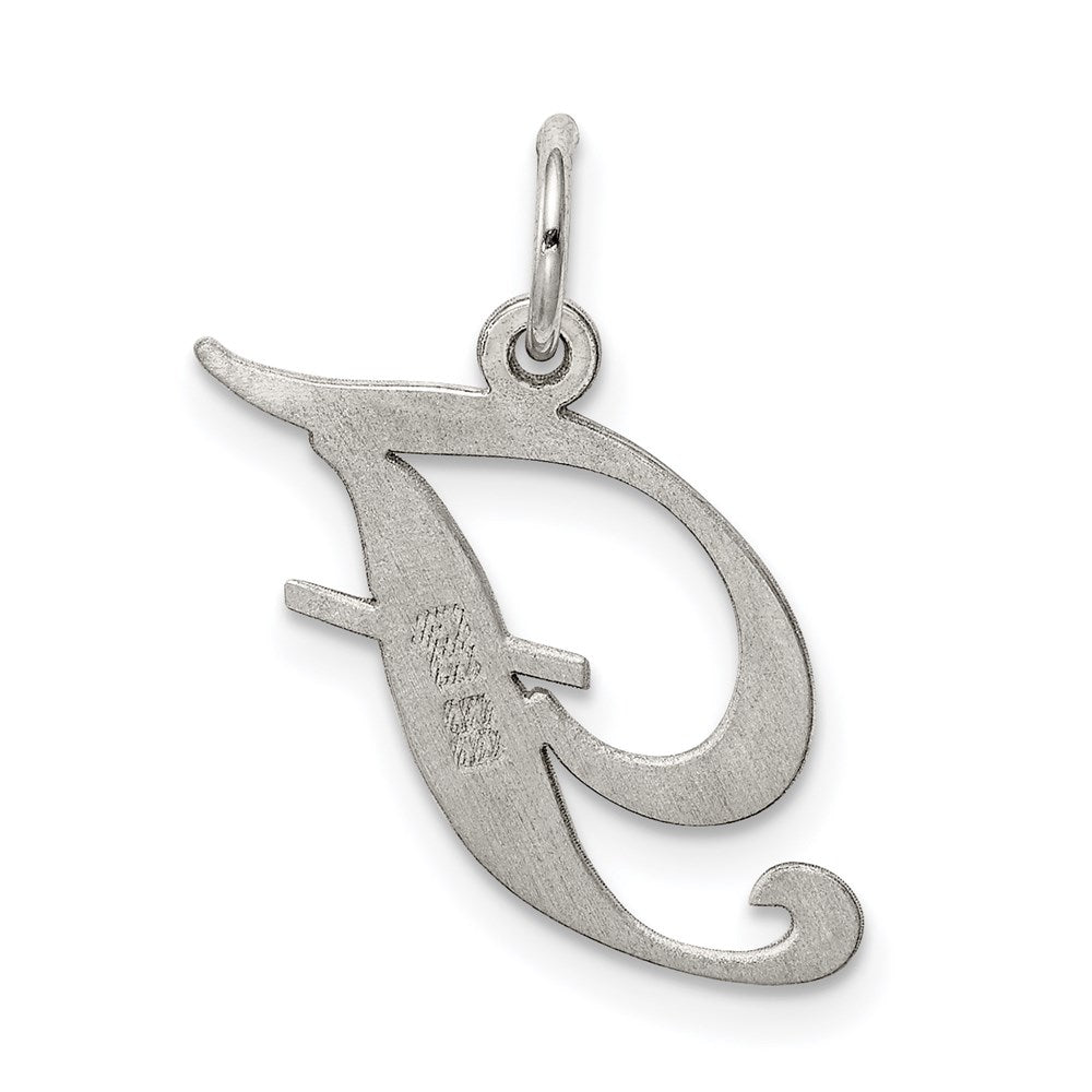 Sterling Silver Rhodium-Plated Fancy Script Letter F Initial Charm