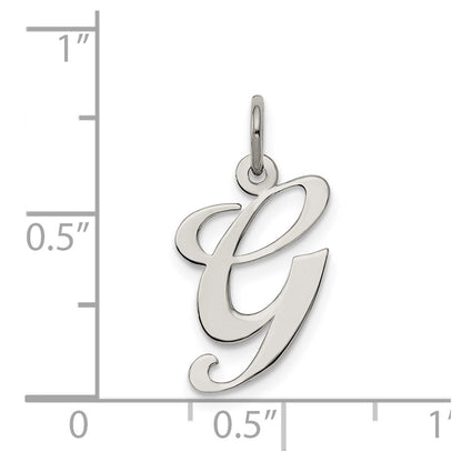 Sterling Silver Rhodium-Plated Fancy Script Letter G Initial Charm