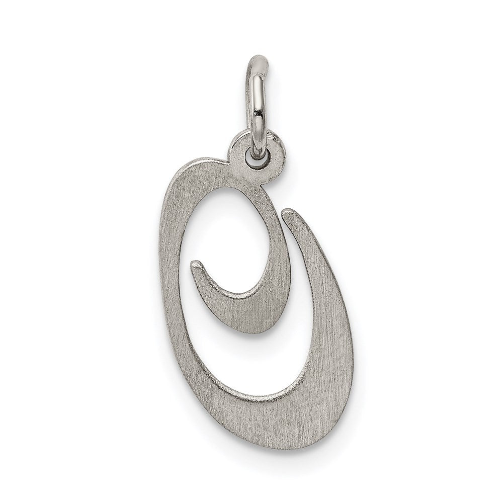 Sterling Silver Rhodium-Plated Fancy Script Letter O Initial Charm