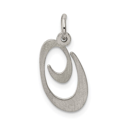 Sterling Silver Rhodium-Plated Fancy Script Letter O Initial Charm