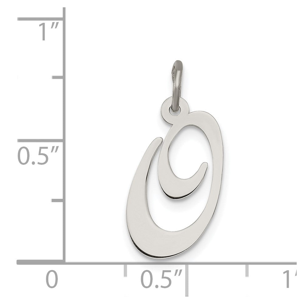 Sterling Silver Rhodium-Plated Fancy Script Letter O Initial Charm