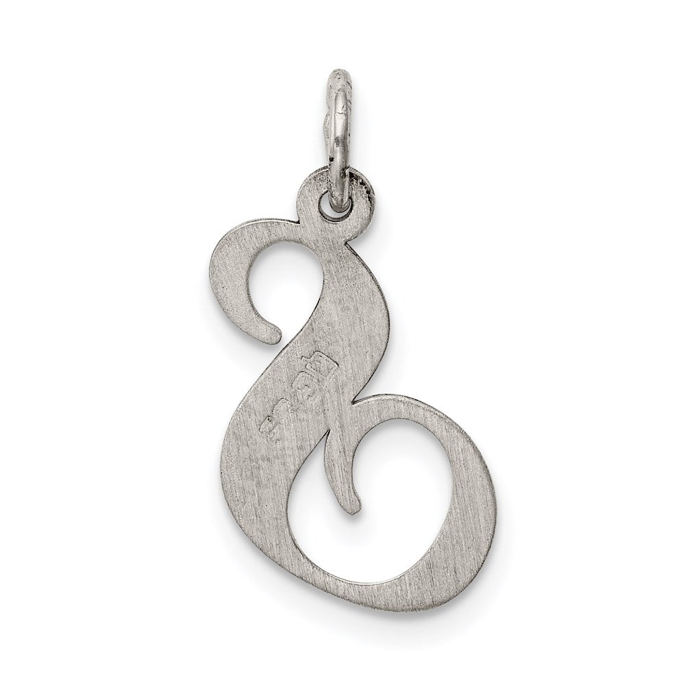 Sterling Silver Rhodium-Plated Fancy Script Letter S Initial Charm