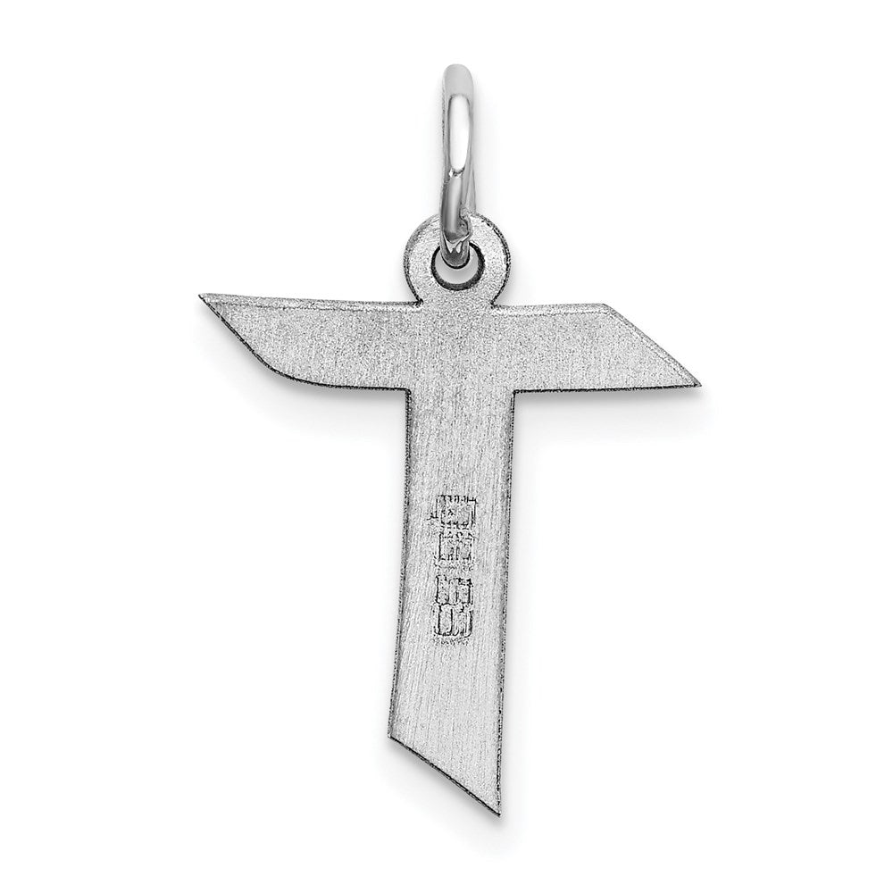 Sterling Silver Rhodium-Plated Artisan Block Letter R Initial Charm