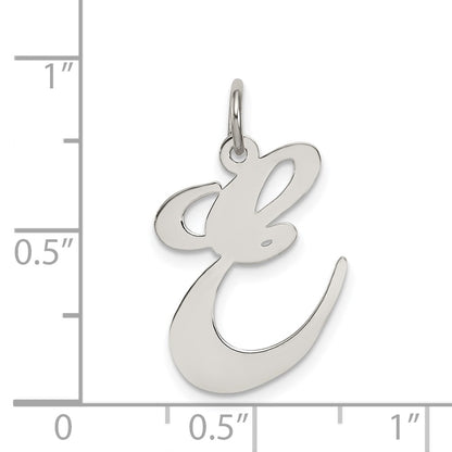 Sterling Silver Rhodium-Plated Fancy Script Letter E Initial Charm