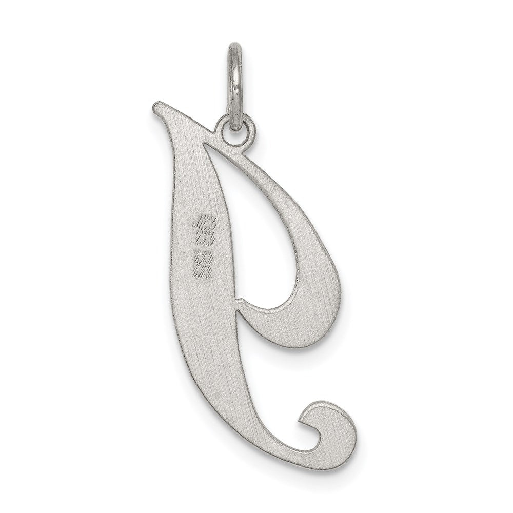 Sterling Silver Rhodium-Plated Fancy Script Letter I Initial Charm