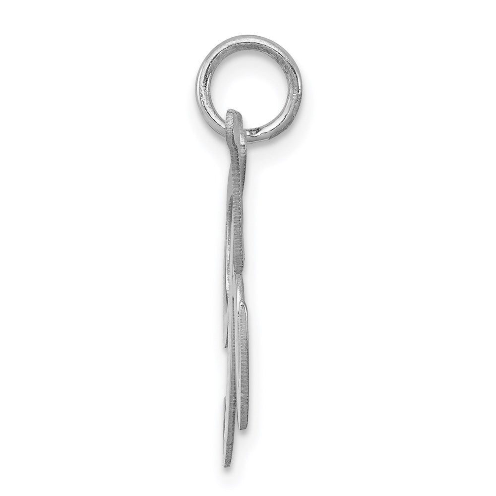 Sterling Silver Rhodium-Plated Fancy Script Letter K Initial Charm