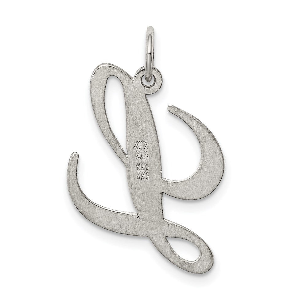 Sterling Silver Rhodium-Plated Fancy Script Letter L Initial Charm