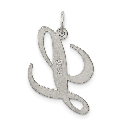 Sterling Silver Rhodium-Plated Fancy Script Letter L Initial Charm