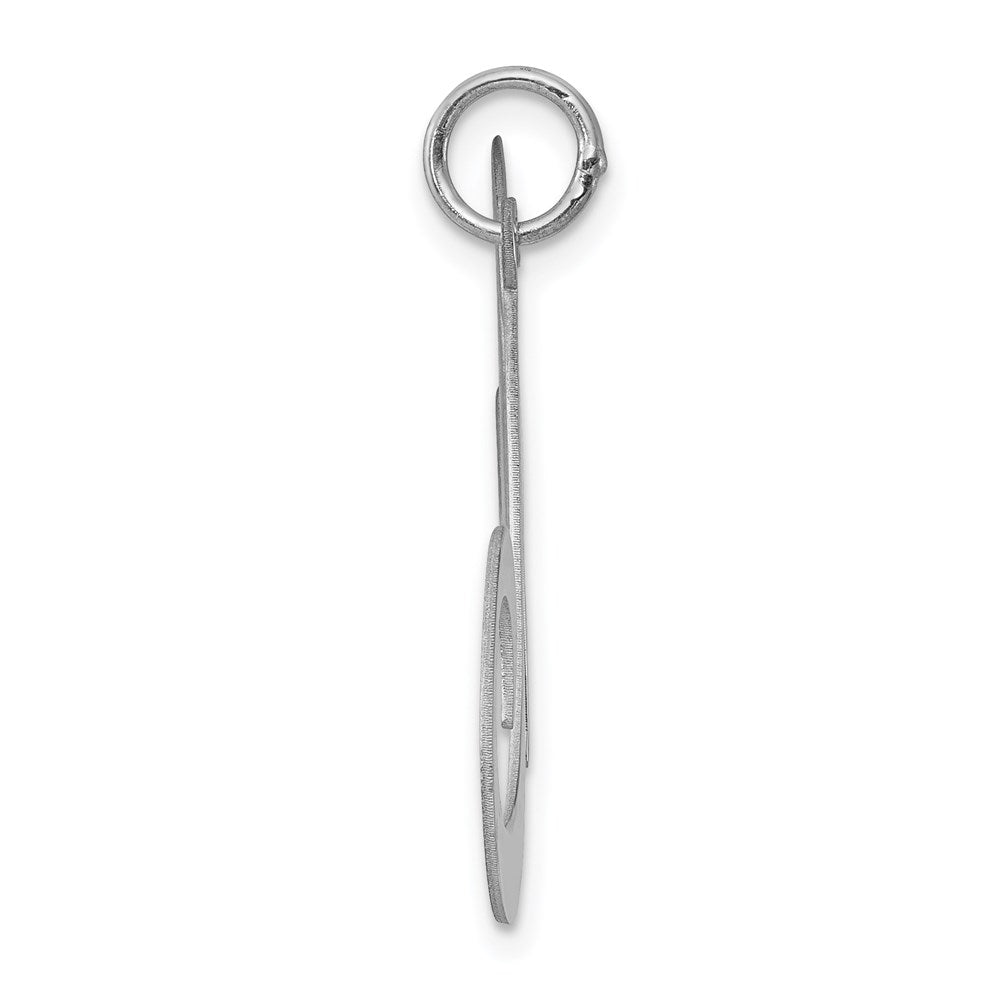 Sterling Silver Rhodium-Plated Fancy Script Letter M Initial Charm