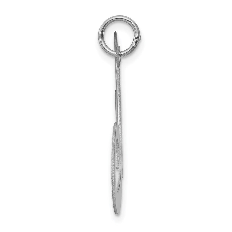 Sterling Silver Rhodium-Plated Fancy Script Letter M Initial Charm