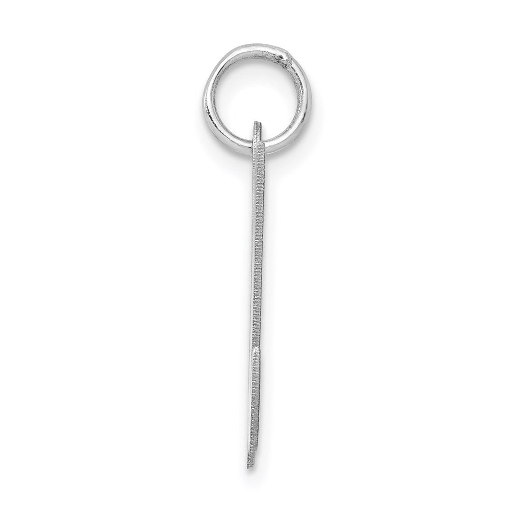 Sterling Silver Rhodium-Plated Fancy Script Letter U Initial Charm