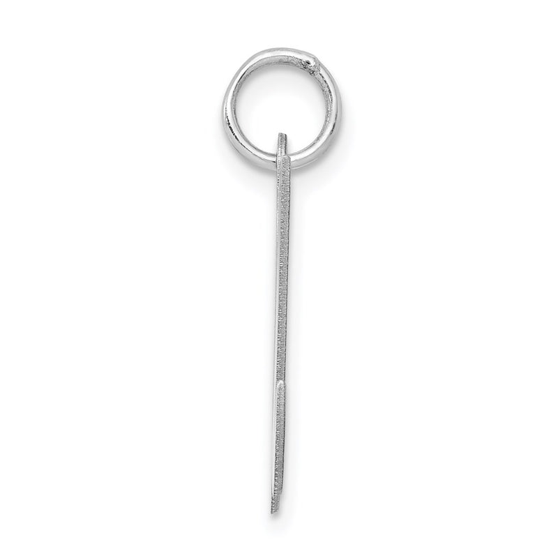 Sterling Silver Rhodium-Plated Fancy Script Letter U Initial Charm