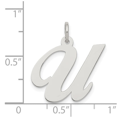 Sterling Silver Rhodium-Plated Fancy Script Letter U Initial Charm