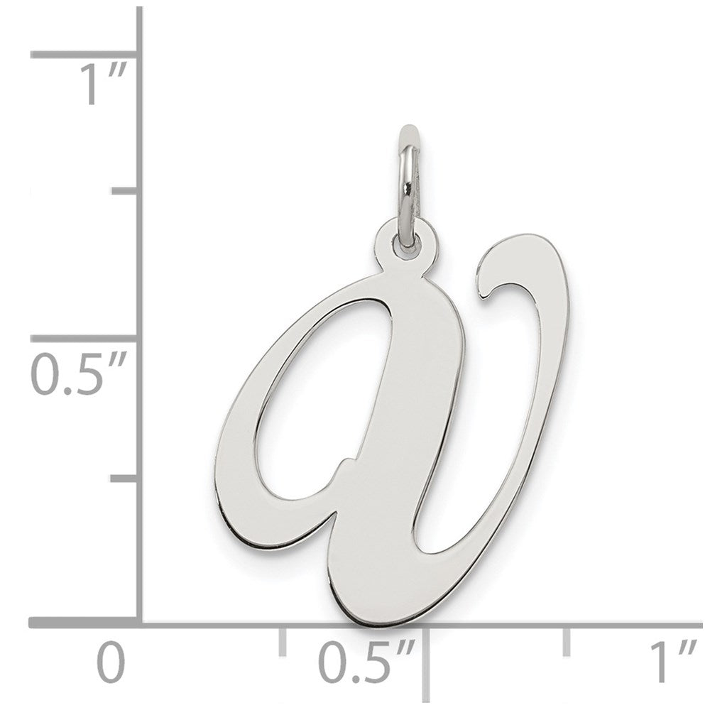 Sterling Silver Rhodium-Plated Fancy Script Letter V Initial Charm