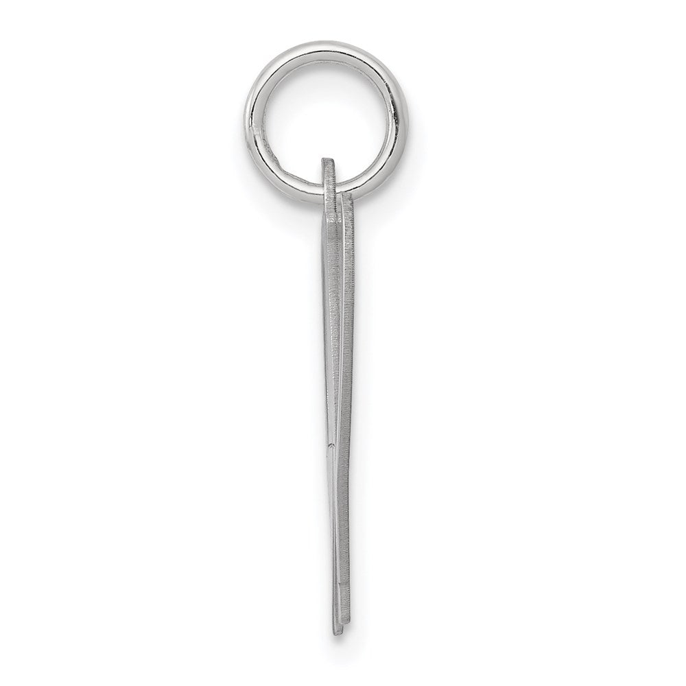 Sterling Silver Rhodium-Plated Fancy Script Letter W Initial Charm