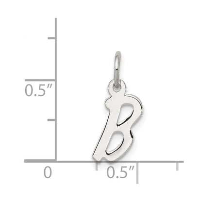 Sterling Silver Rhodium-Plated Letter B Initial Charm