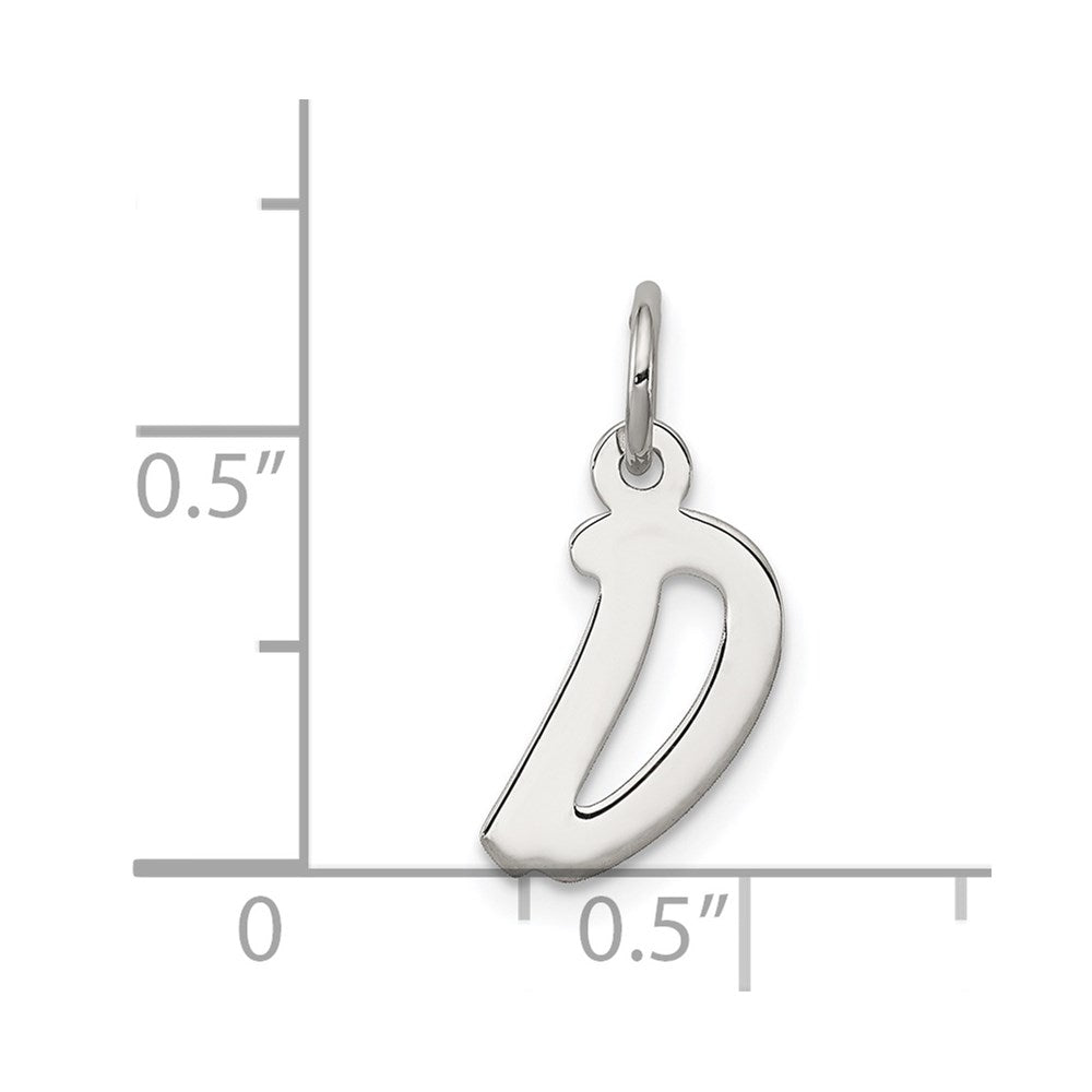 Sterling Silver Rhodium-Plated Letter D Initial Charm