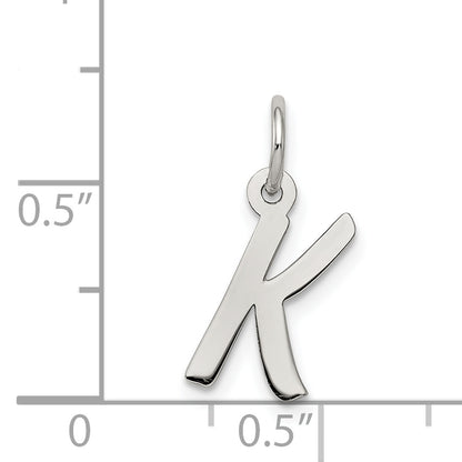 Sterling Silver Rhodium-Plated Letter K Initial Charm