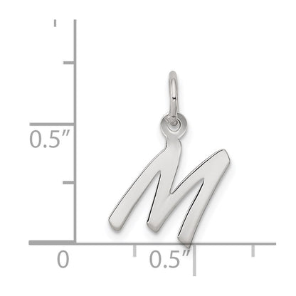Sterling Silver Rhodium-Plated Letter M Initial Charm