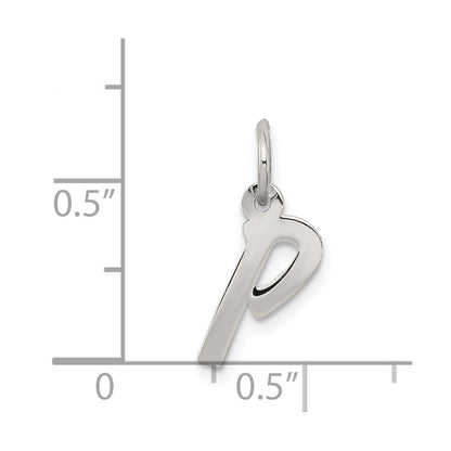 Sterling Silver Rhodium-Plated Letter P Initial Charm