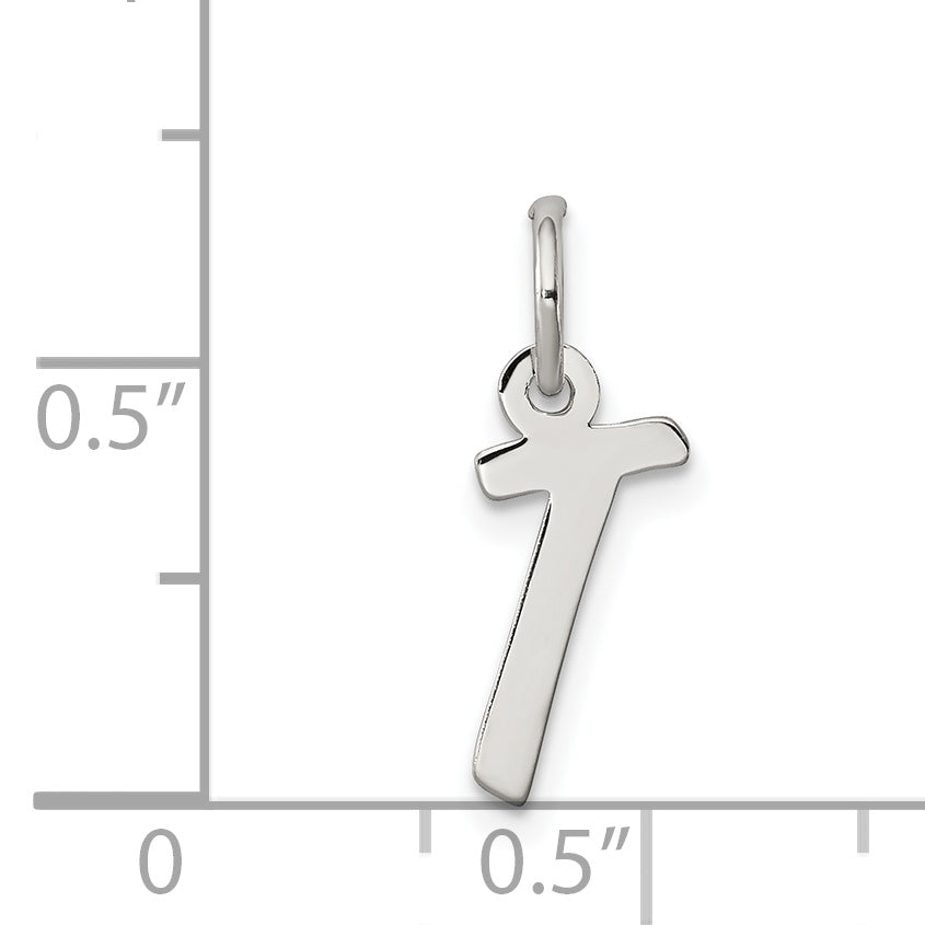 Sterling Silver Rhodium-Plated Letter T Initial Charm