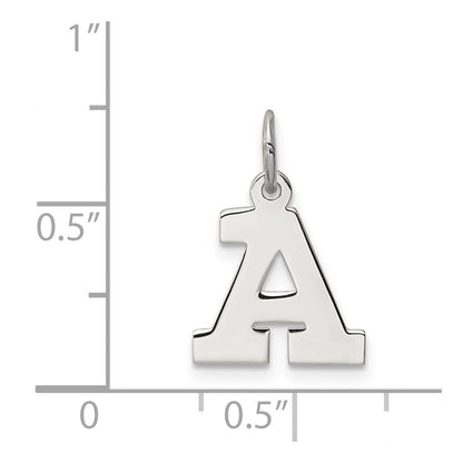 Sterling Silver Rhodium-Plated Block Letter A Initial Charm