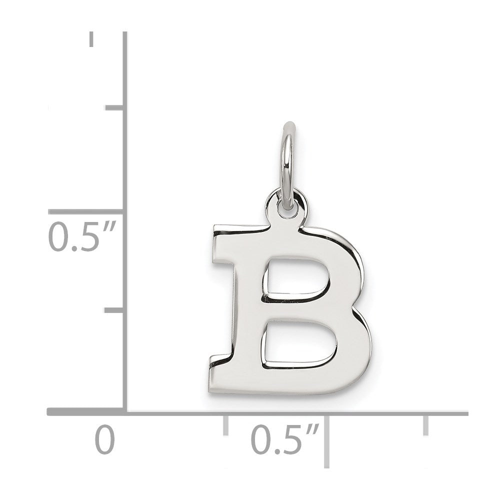 Sterling Silver Rhodium-Plated Block Letter B Initial Charm